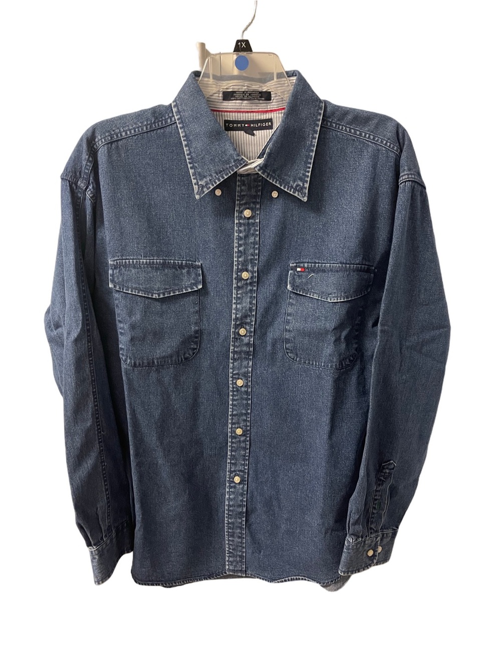 Tommy Hilfiger Men's Indigo Denim Button-Down Jean Shirt Sz XL